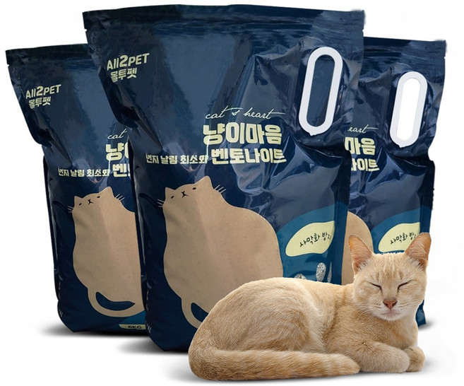 올투펫 고양이 벤토나이트 모래, 6kg, 3개, 무향