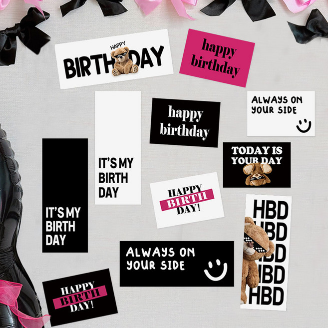 파티아일랜드 11장 세트 버티컬 미니 생일 포스터 카드 해피벌스데이 가랜드, 1세트, 혼합색상