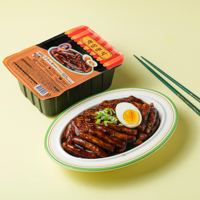 떡볶이 짜장맛 2~3인분(떡+어묵) 밀키트 먹삼분식, 1개, 480g
