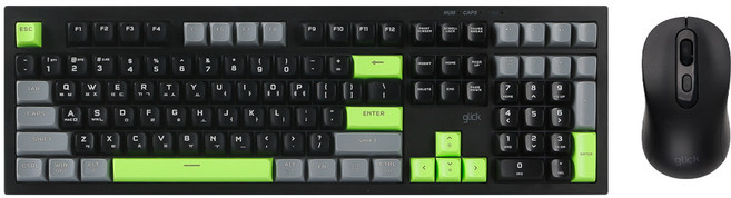 지클릭커 오피스프로 WMK90 사일런스 M 무소음 무선 블루투스 키보드 마우스 세트 108, 일반형, Poker Green