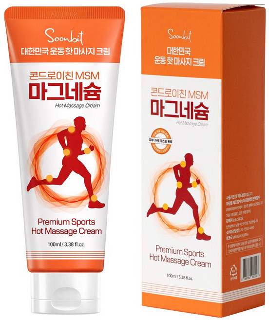 스포츠마사지 콘드로이친 msm 마그네슘 손가락관절 종아리뭉침 바르는 발열크림, 1개, 1개입