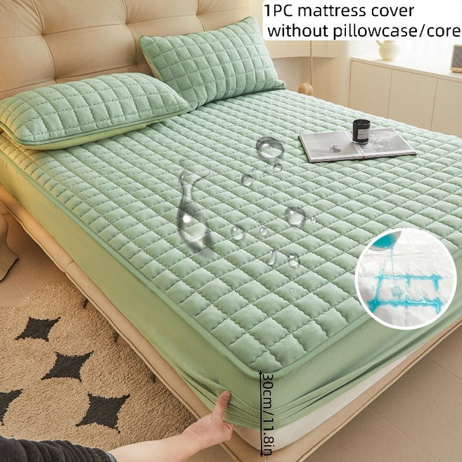 고급 방수 매트리스 커버 방진 통기 미끄럼 방지 기계 세탁 가능 싱글/슈퍼 싱글/더블/퀸/킹 침대(베개 제외)