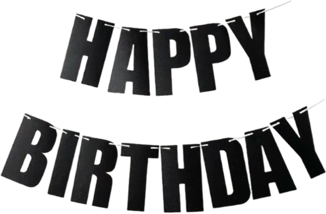 파티에진심인사람들 해피벌스데이 레터링 가랜드 생일가랜드 파티소품, 1개, 블랙