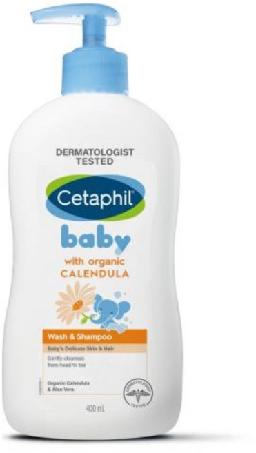 Cetaphil 嬰兒溫和洗髮沐浴露 有機金盞花 400 毫升, 3個, 400ml