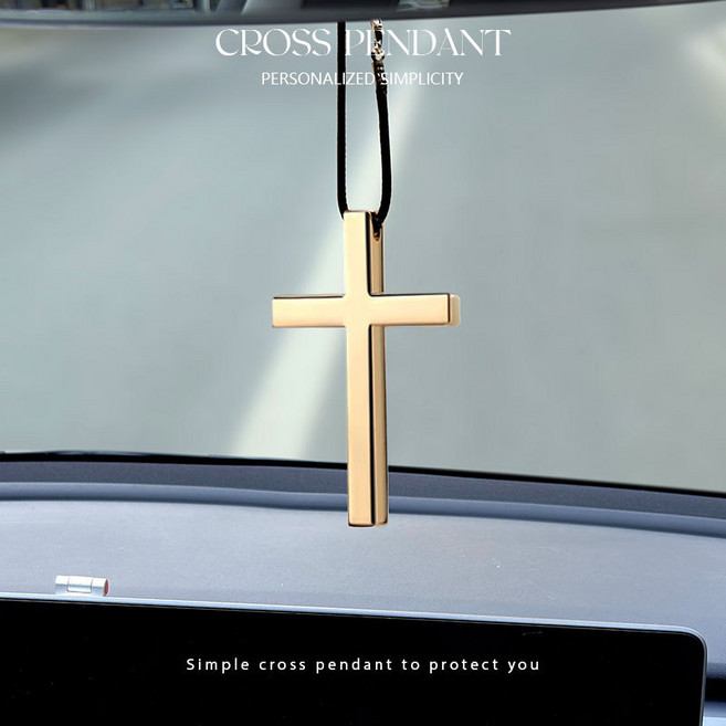 차량 인테리어 가방고리 목걸이 금속 십자가 3종 컬러, 1개, 골드