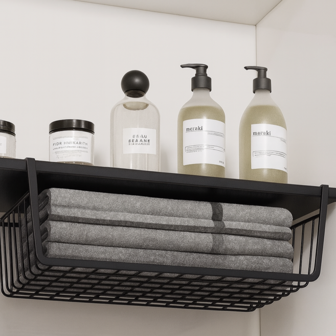 집온 공간절약 걸이형 철재 선반, 2개, 블랙