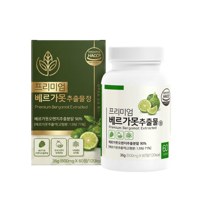 베르가못 락토페린 모로오렌지 베르가못 추출물 90% 이탈리아산 폴리페놀 함유, 1개, 60정