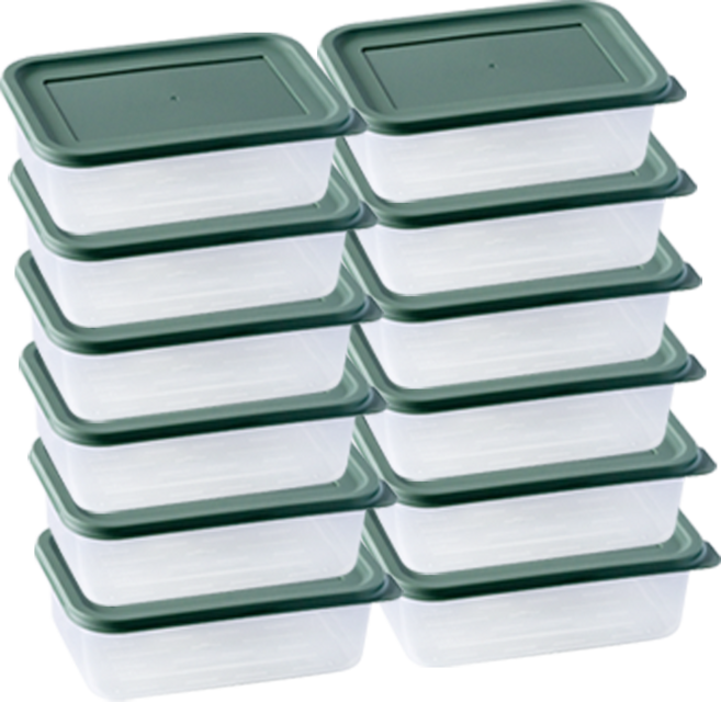 나누담 냉동밥 간편 전자레인지용기 480ml 그린, 12개, 단품