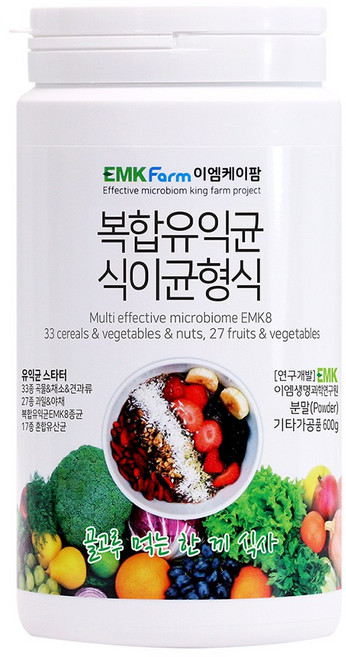 [이엠팜] EMK 복합유익균 식이균형식 (분말) 특허미생물EMK8종균+17종혼합유산균, 600g, 1개