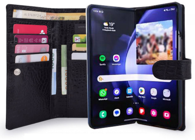 갤럭시Z폴드6 천연가죽 케이스 고급면피 크로커패턴 국내생산 배송 1일이후 발송