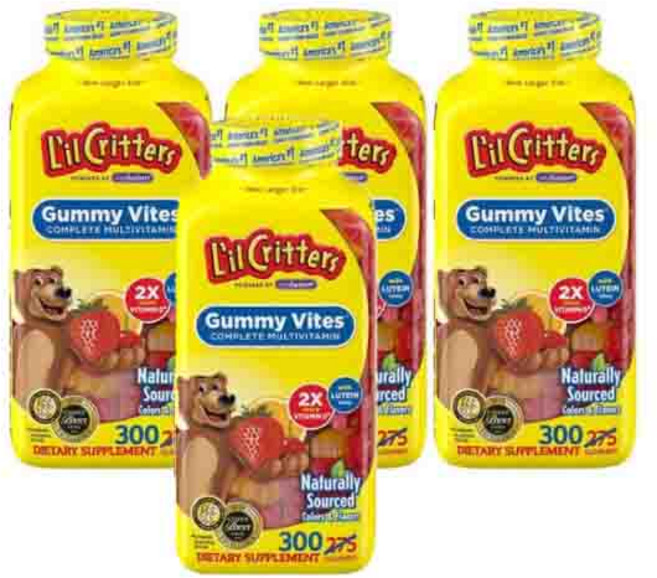 릴크리터스 [4개 SET] 구미 바이트 300정 (구미) Lil Critters Gummy Vites 300gummy, 4개
