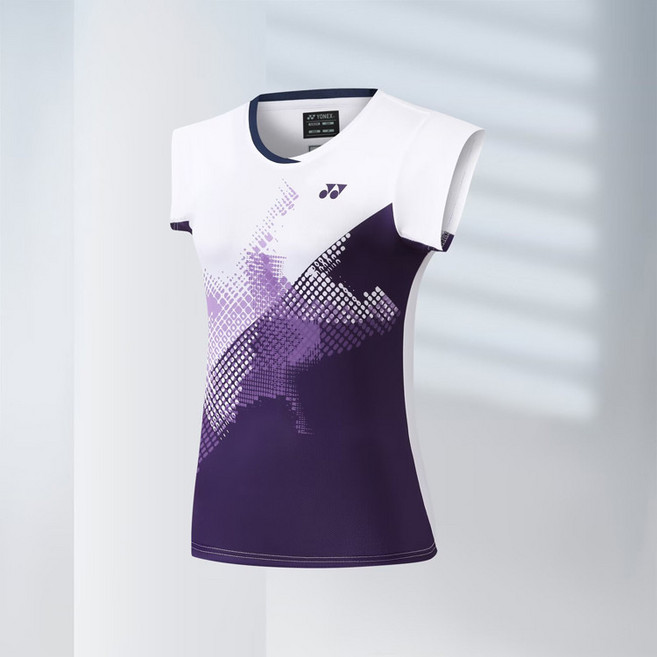 YY 羽球服 時尚排汗速乾羽球短袖比賽隊服情侶款跑步健身網球衣, 白色女上衣,XL