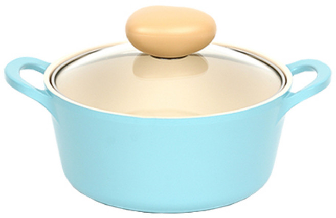 네오플램 인덕션 레트로 양수냄비, 22cm, 민트, 1개