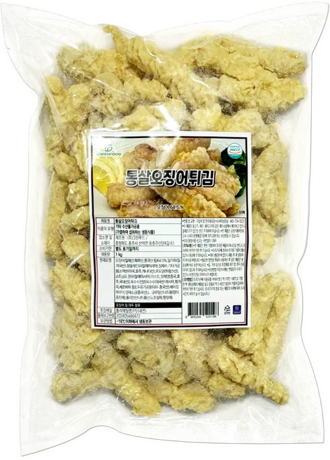 제이케이푸드 그린푸드 통살 오징어튀김 1kg (드라이) 대용량 업소용 튀김 분식 떡볶이, 1개