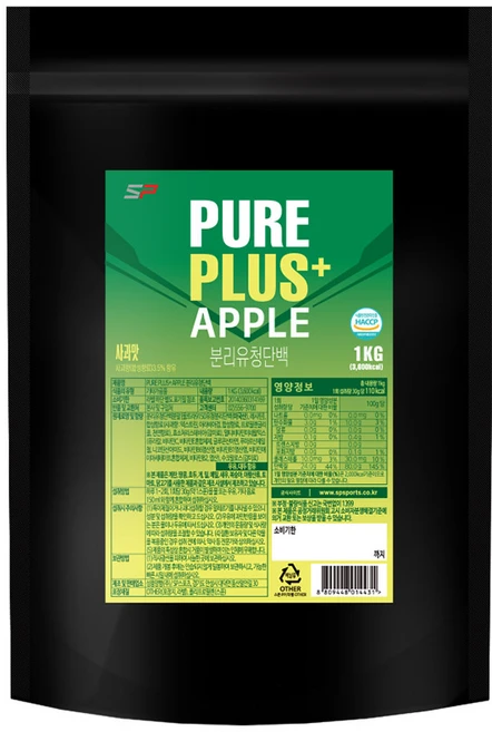 퓨어 플러스 사과맛 분리유청단백질 (WPI 94%함유), 없음, 1kg, 1개 - 쿠팡