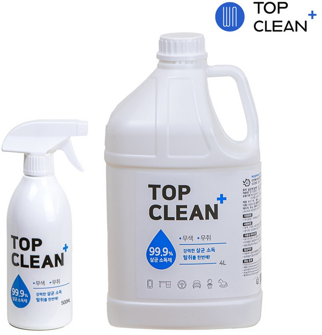 탑크린플러스 살균소독제 차아염소산수 뿌리는소독제 다목적 공공기관 대용량, 4L+500ML 탑크린플러스 살균소독제 뿌리는소독제, 1개, 4.5kg