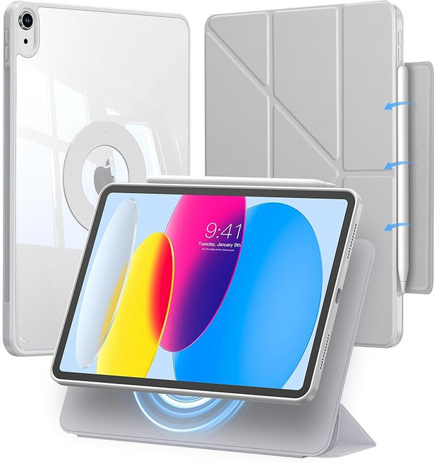 iPad A16 케이스 11세대/10세대 10.9인치 전용 커버 2022/2025 11세대 펜 수납 세로치&가로 두어 대응 멀티 앵글 스탠드 착탈식 자석 커버 내충격 전방위 보호, 상세페이지 참조, 1개
