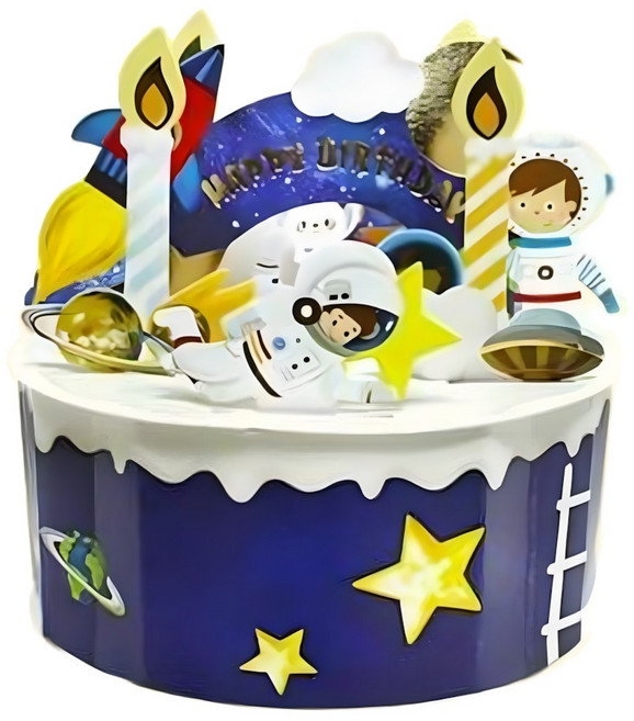 축하선물 사랑전달 생일케이크 입체편지 팝업카드 딸아이 방과후교실 만들기교구, 1개, 01_우주 케이크