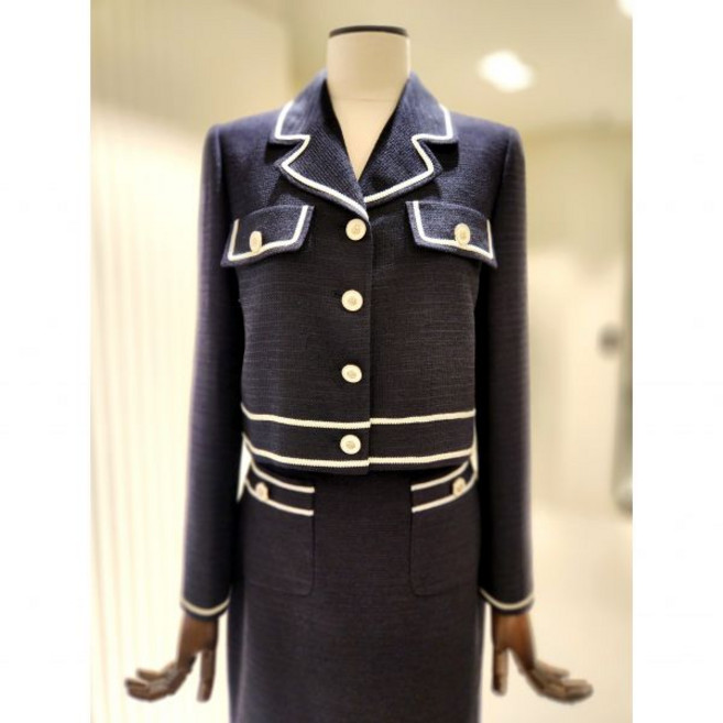 모조에스핀 바이어스 배색라인 팬시 크롭 재킷 S242MSF114