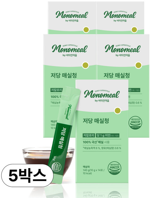 비타민마을 모노밀 100% 국산매실 저당 매실청 스틱 14포, 5개, 140g