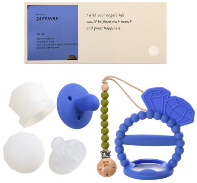 데일리라이크 봉봉 탄생석 노리개 젖꼭지 치발기 세트, 2단계(4개월 이상), 1월 가넷, 1개