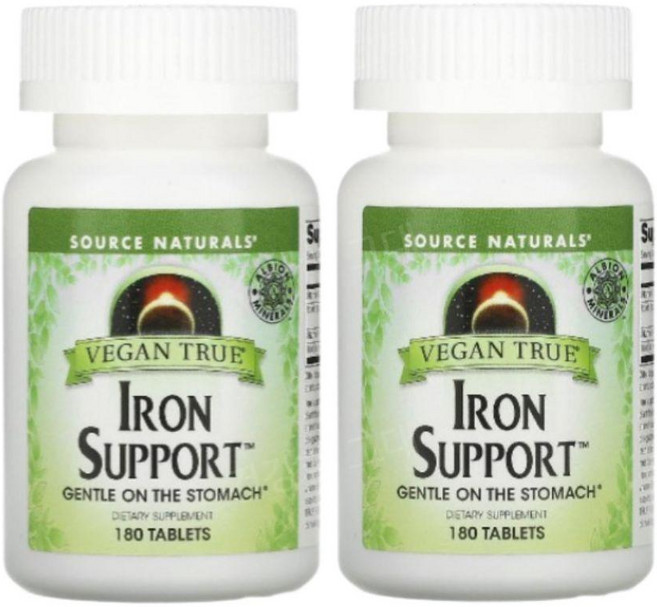 소스내추럴스 철분 아이언 180정 2개 비타민C 비타민B12 엽산 Iron