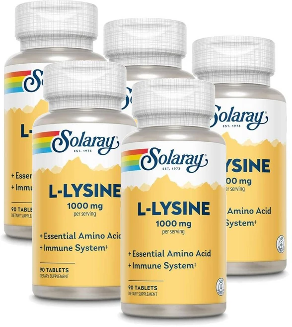 솔라레이 L 라이신 1000mg 아미노산 SOLARAY L Lysine, 90정, 5개 - 쿠팡