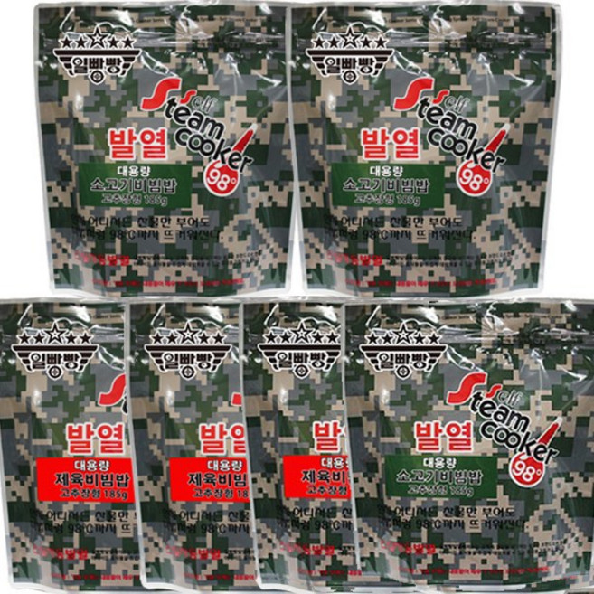 일빵빵 찬물 발열 전투식량 스팀쿠커 대용량 6개세트 발열도시락, 1.11kg, 1세트