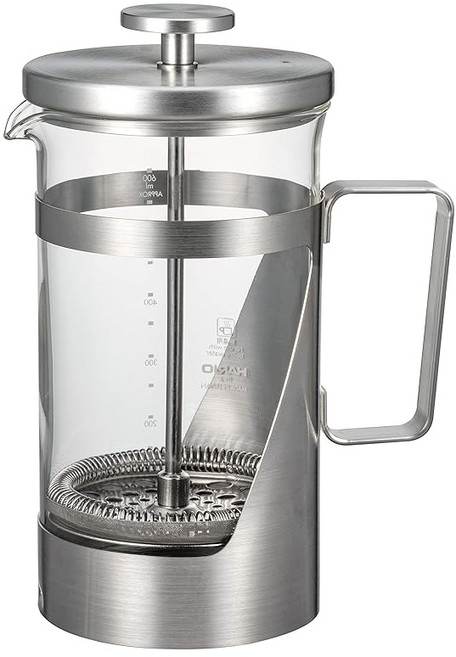 HARIO(하 리오)해리의 올 7프레스식 커피 내열 유리 스테인리스 실용 용량 600ml헤어 라인 실버, 1개
