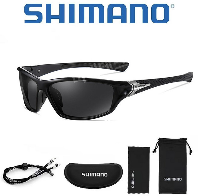 SHIMANO 변색 편광 고화질 낚시 선글라스 루어 낚시 플랫폼 낚시 운전 주야간 사용, 3029 블랙 블랙 렌즈