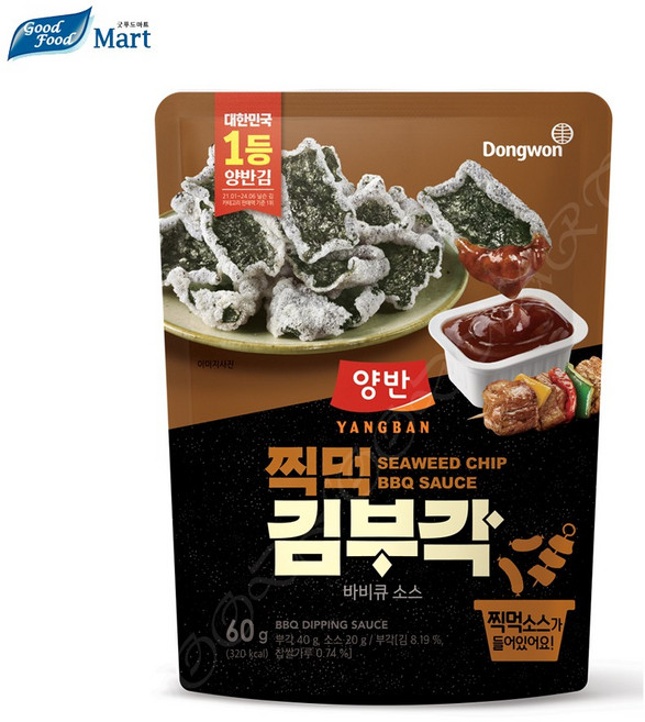 동원 양반 찍먹김부각 60g 바비큐소스 (16봉), 16개