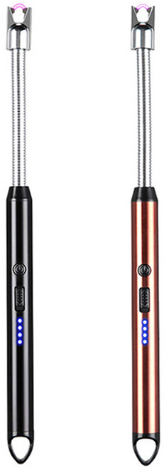 1+1 플라즈마 전기 점화기 롱 usb 충전식 스파크 주방 불 점화 전자 라이터 프라즈마 전자식 토치 라이타 캠핑 용품, R99581B(블랙+로즈, 1세트
