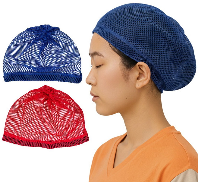 루시드림 국산 사우나 한증막 찜질방 모자 망사 캡 1+1, 2개, 파랑레드