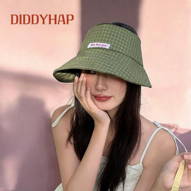 디디햅 와이어 썬캡 체크 와이드챙 선캡 여성여름모자 HCAS-SW027