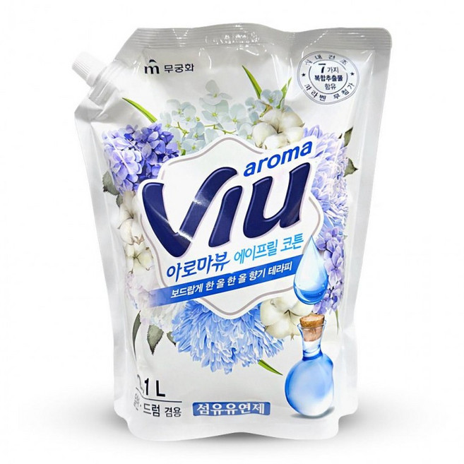 무궁화 아로마뷰 섬유유연제 에이프릴 코튼 리필 2.1L, 단품, 1개, 1ml