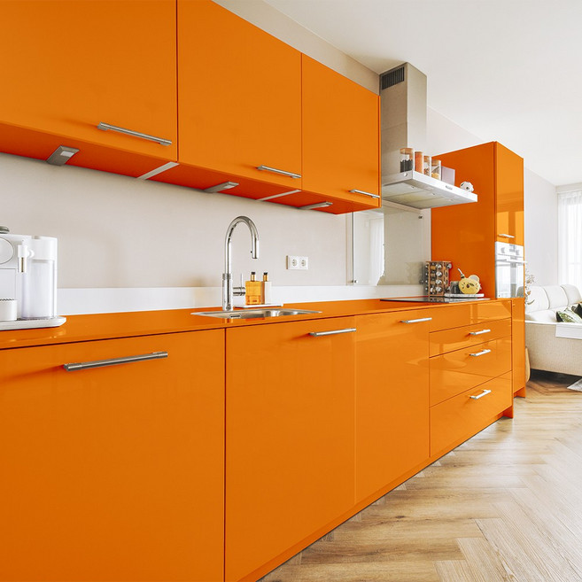 한양 싱크대 가구 리폼 유광 고급 시트지 인테리어필름 15종, 유광 오렌지 IH712