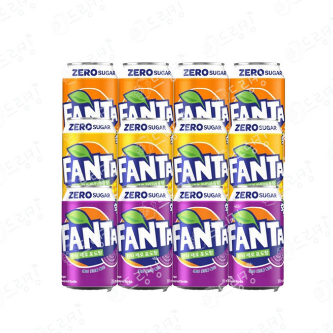환타 ZERO 3종 캔세트(오렌지 포도 파인), 350ml, 12개