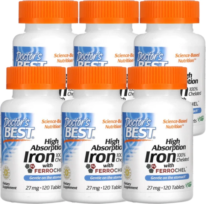 닥터스베스트 고흡수 철분 보충제 27mg 120정 6통 - 쿠팡