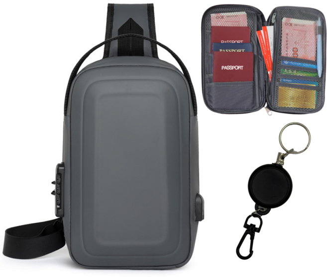 에버킨 삼중 도난방지가방 유럽 여행 소매치기 방지 슬링백