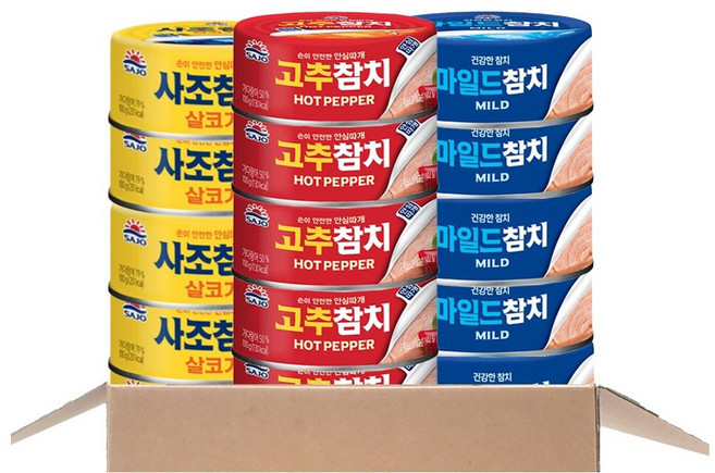 사조 살코기참치 100g x 5개 + 고추참치 100g x 5개 + 마일드참치 100g x 5개, 1세트