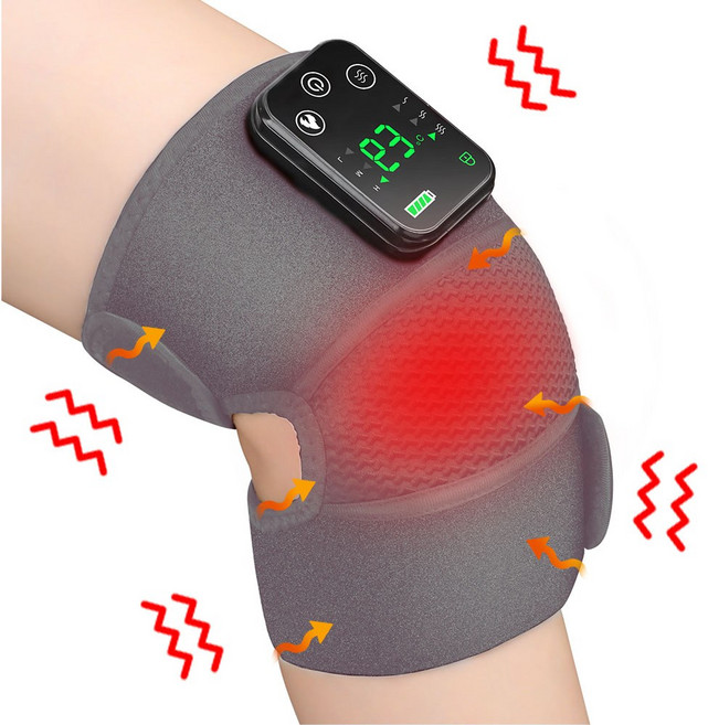 온열 진동 무릎보호대 무릎 마사지기 무선 진동 안마기 무릎 어깨 팔꿈치 온열 진동 마사지기, 그레이