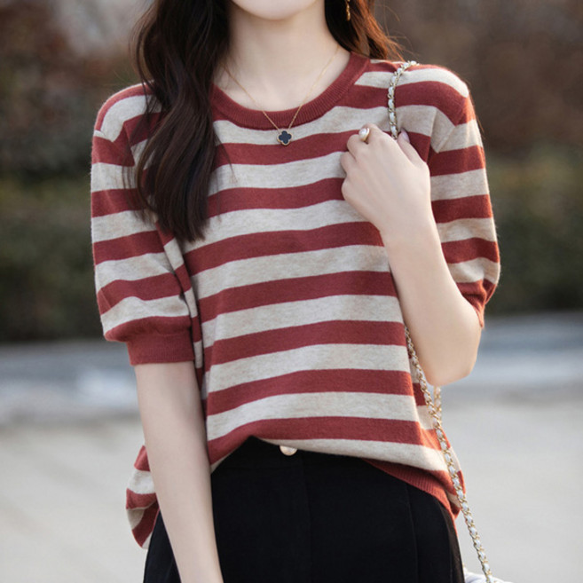 조이 단가라 라운드넥 반팔 니트티