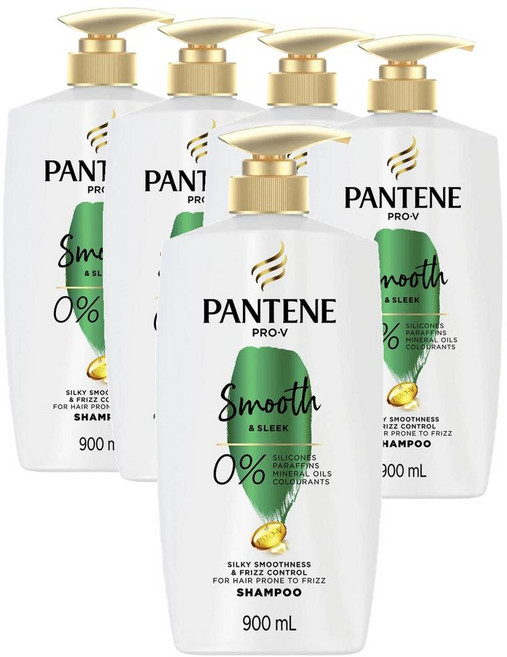 호주 팬틴 Pantene Smooth & Sleek Shampoo 스무스 & 슬릭 실키 스무스네스 샴푸, 5개, 900ml