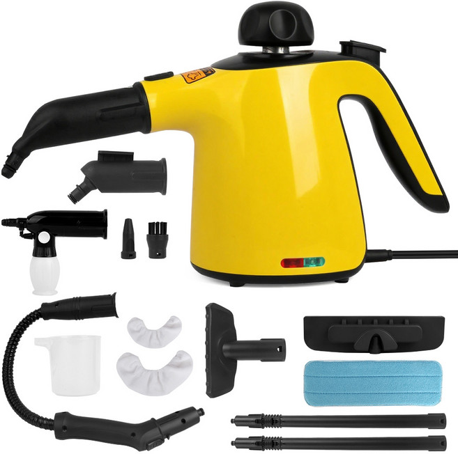 오이키 스팀청소기 다기능 고온 스팀 핸디형 가정용 먼지 진드기 제거기, 옐로우