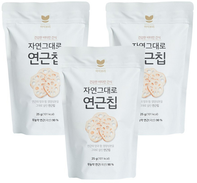 자연그대로 아이보리 연근칩, 3개, 25g