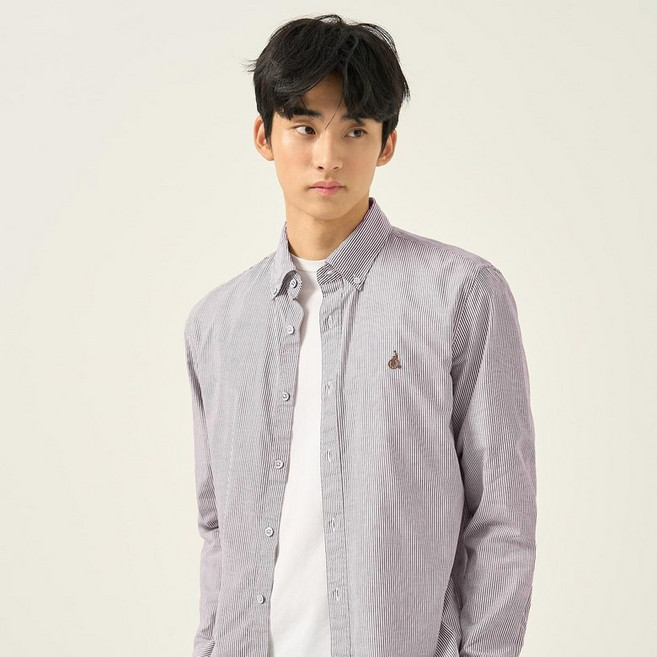 [백화점 정품] 빈폴 멘 [FW25]핀 스트라이프 셔츠 - 브라운 BC5864C16D LL