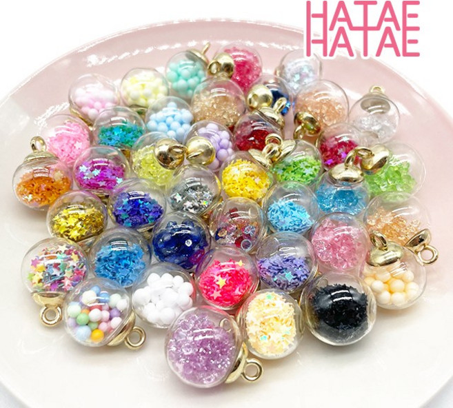 하태하태 컬러 유리볼 98색 16-18mm 스톤볼 키링 만들기 투명구슬 펜던트, 87.리얼스톤(스카이블루), 1개