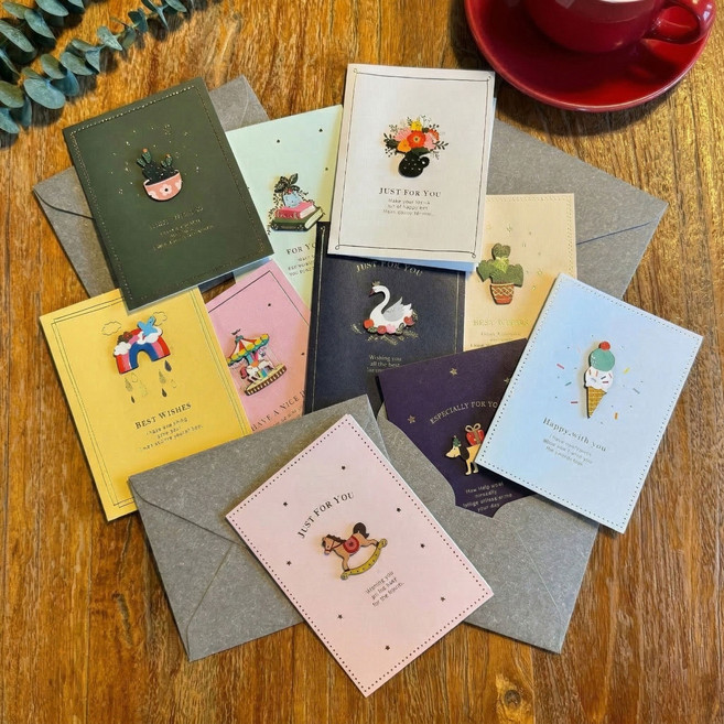 준비끝 원목 장식 카드 10종 세트, 1팩, 혼합색상