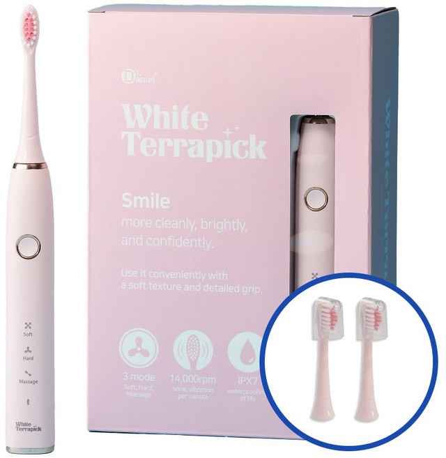 [치과약국판매] 프로벨 음파전동칫솔 저자극 방수 1년무상A/S 칫솔모2개포함, 기본모델, 핑크, 1개