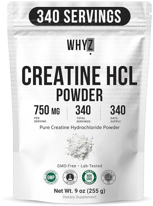 Pure Creatine HCL 파우더 무향 HCL 크레아틴 보충제 남성 및 여성용 근력 지구력 에너지 인지 지원 및 세포 수분 공급 지원 쉬운 혼합 GMO 프리 255, 아마존평점4.5+ 미국출고 135246 Pure Cre, 255g, 1개